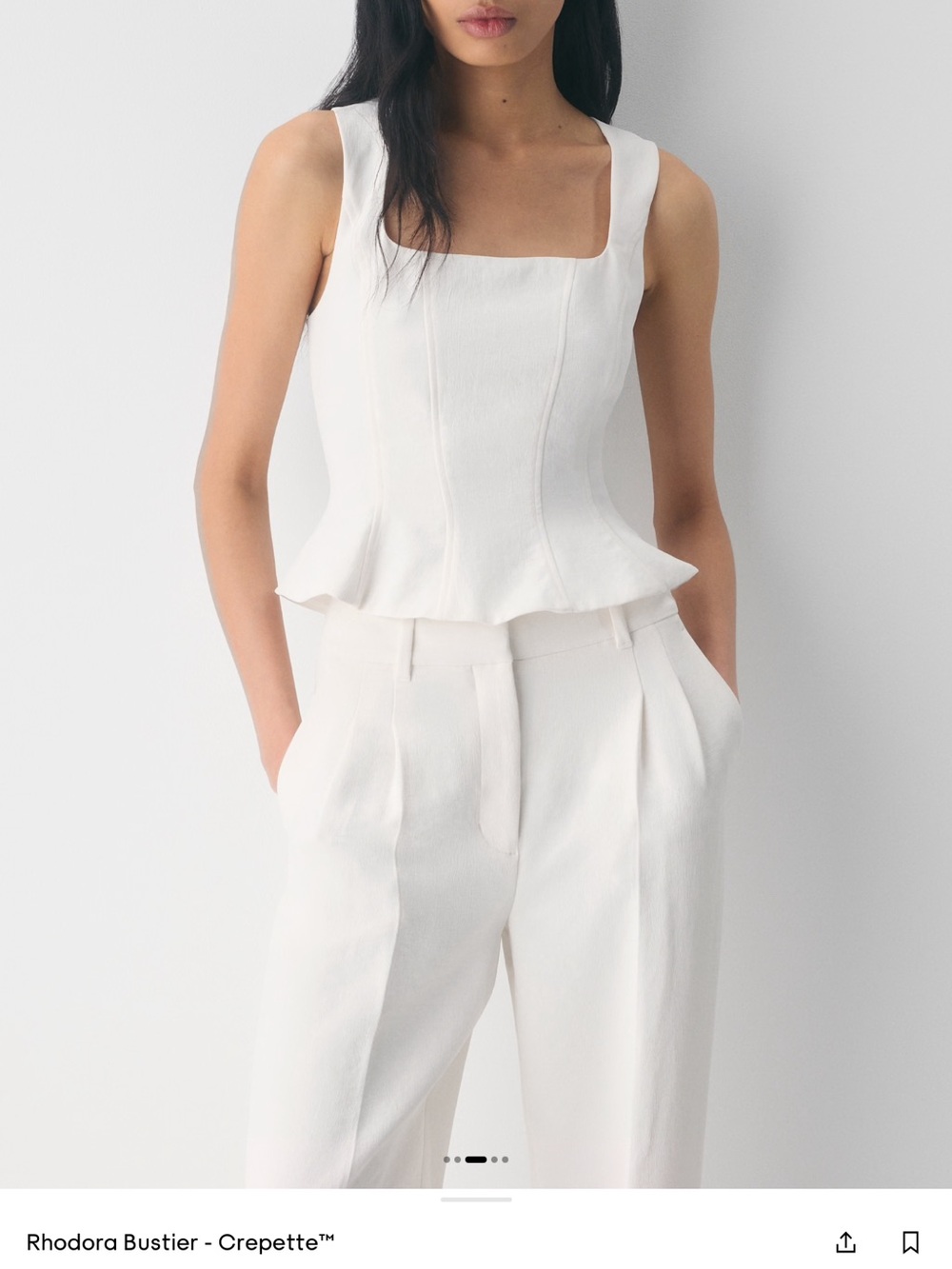 Aritzia White Crepe Bustier Peplum Top
